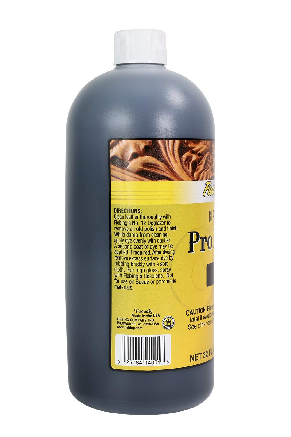 Fiebing's Pro Dye - Black - 32oz - Professional Oil Dye for Leather