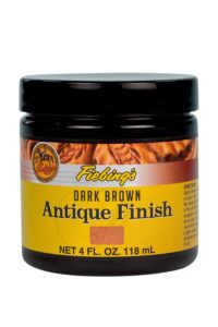 fiebing's antique finish (4 oz) - two-toned effect emphasizes leathercraft embossing - antiquing & restoration paste for contrasted accent finish on leather boot, shoe, purse, belt (dark brown)