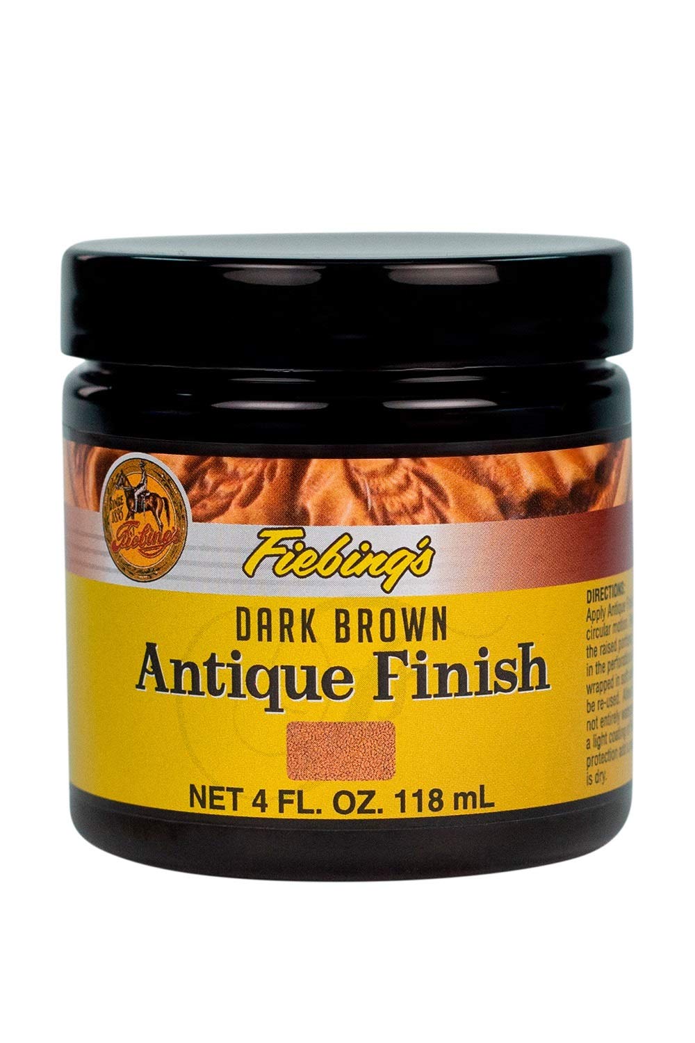 Fiebing's Antique Finish (4 oz) - Two-Toned Effect Emphasizes Leathercraft Embossing - Antiquing & Restoration Paste for Contrasted Accent Finish on Leather Boot, Shoe, Purse, Belt (Dark Brown)