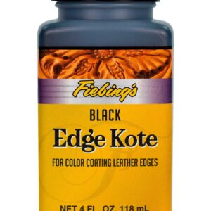 Fiebing's Edge Kote (4oz, Black) - Leather Edge Paint for Shoes, Furniture, Purses, Couches, Belts - Flexible, Water Resistant, Semi Gloss Color Coating Leather Dye to Protect Natural Edges