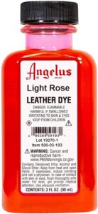 angelus leather dye- flexible leather dye for shoes, boots, bags, crafts, furniture, & more-light rose- 3oz