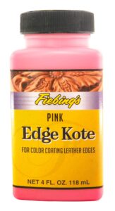 fiebing's edge kote (4oz, pink) - leather edge paint for shoes, furniture, purses, couches, belts - flexible, water resistant, semi gloss color coating leather dye to protect natural edges