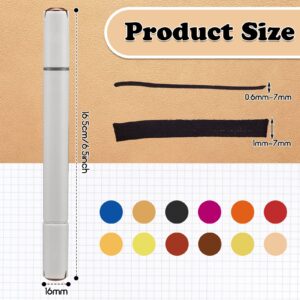 Teling 12 Packs Leather Dye Marker Pens Shoe Marker Leather Dual Tip Leather Touch up Pen for Repair Shoe Leather, 12 Colors