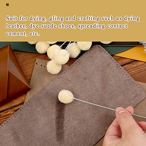 BUTUZE 50 Pcs Wool Daubers Wool Daubers Ball Brush Leather Dye Tool with Metal Handle Wool Daubers for Leather Dyes for DIY Crafts Projects