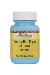 fiebing's acrylic dye - light blue - 2oz - for painting leather shoes, bags, designs, scratches, upholstery, etc