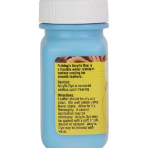 Fiebing's Acrylic Dye - Light Blue - 2oz - for Painting Leather Shoes, Bags, Designs, Scratches, Upholstery, etc