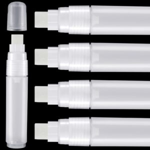 4 Pack White Paint Pens Empty Acrylic Permanent Marker Clear White Marker Pen Fine Point Empty Refillable Markers Empty Markers for Rock Painting Wood Ceramic Metallic Graffiti Paper Drawing (15 mm)