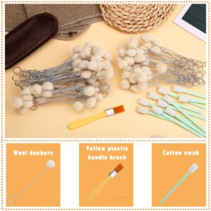 100 PCS Wool Daubers, Leather Dye Brush, Leather Dauber with 10 PCS Cleaning Swab Sticks for Leather Dying, Leather Making DIY Crafts Projects