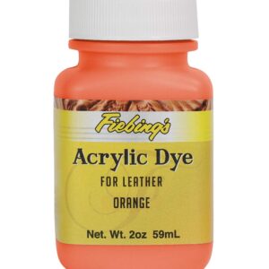 Fiebing's 2 Oz Acrylic Dye - Orange - for Painting Leather Shoes, Bags, Designs, Scratches, Upholstery, etc