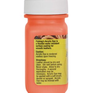 Fiebing's 2 Oz Acrylic Dye - Orange - for Painting Leather Shoes, Bags, Designs, Scratches, Upholstery, etc