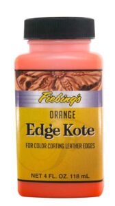 fiebing's edge kote (4oz, orange) - leather edge paint for shoes, furniture, purses, couches, belts - flexible, water resistant, semi gloss color coating leather dye to protect natural edges