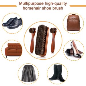 Jovitec 3 Pieces Horsehair Shoes Polish Brushes Kit Leather Shoes Boots Care Clean Polish Daubers Applicators