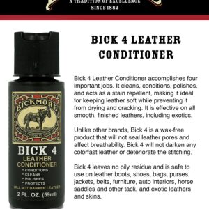 Bick 4 Leather Conditioner and Leather Cleaner 2 oz - Will Not Darken Leather - Safe For All Colors of Leather Apparel, Furniture, Jackets, Shoes, Auto Interiors, Bags & All Other Leather Accessories