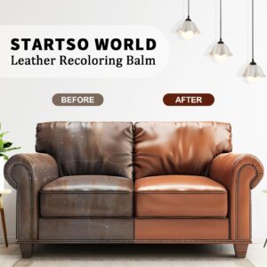 STARTSO WORLD Leather Recoloring Balm, Black Leather Repair Kit for Furniture, Leather Dye, Leather Color Restorer for Couches, Leather Couch Paint | Repair, Restore Faded & Scratched Leather