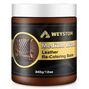 WEYSTOM Leather Recoloring Balm-Leather Repair Kit for Restore Couches, Car Seats, Clothing, Restore The Color to Scratched and Faded (Medium Brown)