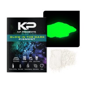 kp pigments kryptobright green glow in the dark pearlescent 100% pure fine powder - naturally pigmented multipurpose diy arts and crafts, dye, cosmetics, epoxy resin, paint, and more! 25 grams