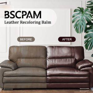 BSCPAM Leather Recoloring Balm 12oz | Leather Repair Kit for Furniture, Leather Color Restorer for Couches | Leather Dye | Repair, Restore & Renew Old, Faded Leather - Black