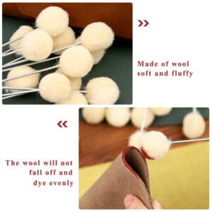 BUTUZE 25 Pcs Wool Daubers Wool Daubers Ball Brush Leather Dye Tool with Metal Handle Wool Daubers for Leather Dyes for DIY Crafts Projects