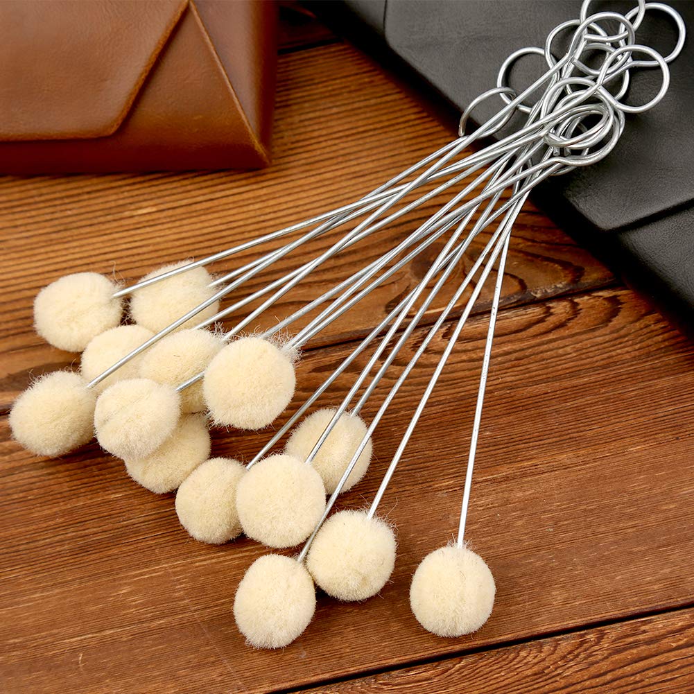 BUTUZE 25 Pcs Wool Daubers Wool Daubers Ball Brush Leather Dye Tool with Metal Handle Wool Daubers for Leather Dyes for DIY Crafts Projects