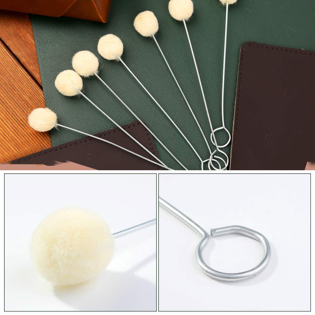 BUTUZE 25 Pcs Wool Daubers Wool Daubers Ball Brush Leather Dye Tool with Metal Handle Wool Daubers for Leather Dyes for DIY Crafts Projects