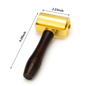 OSSIJAY Leather Press Edge Roller, Wooden Handle Leather Rolling Craft Roller, Leather Edge Creaser, Seam Roller for Leather, Leather Craft Laminating Tool for Leather Craft (1in)