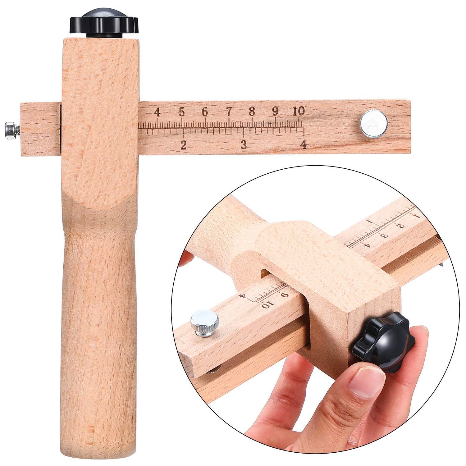 Jovitec Leather Strap Cutter, Strip and Strap Leather Wood DIY Craft Hand Cutting Tool Adjustable with 5 Blades