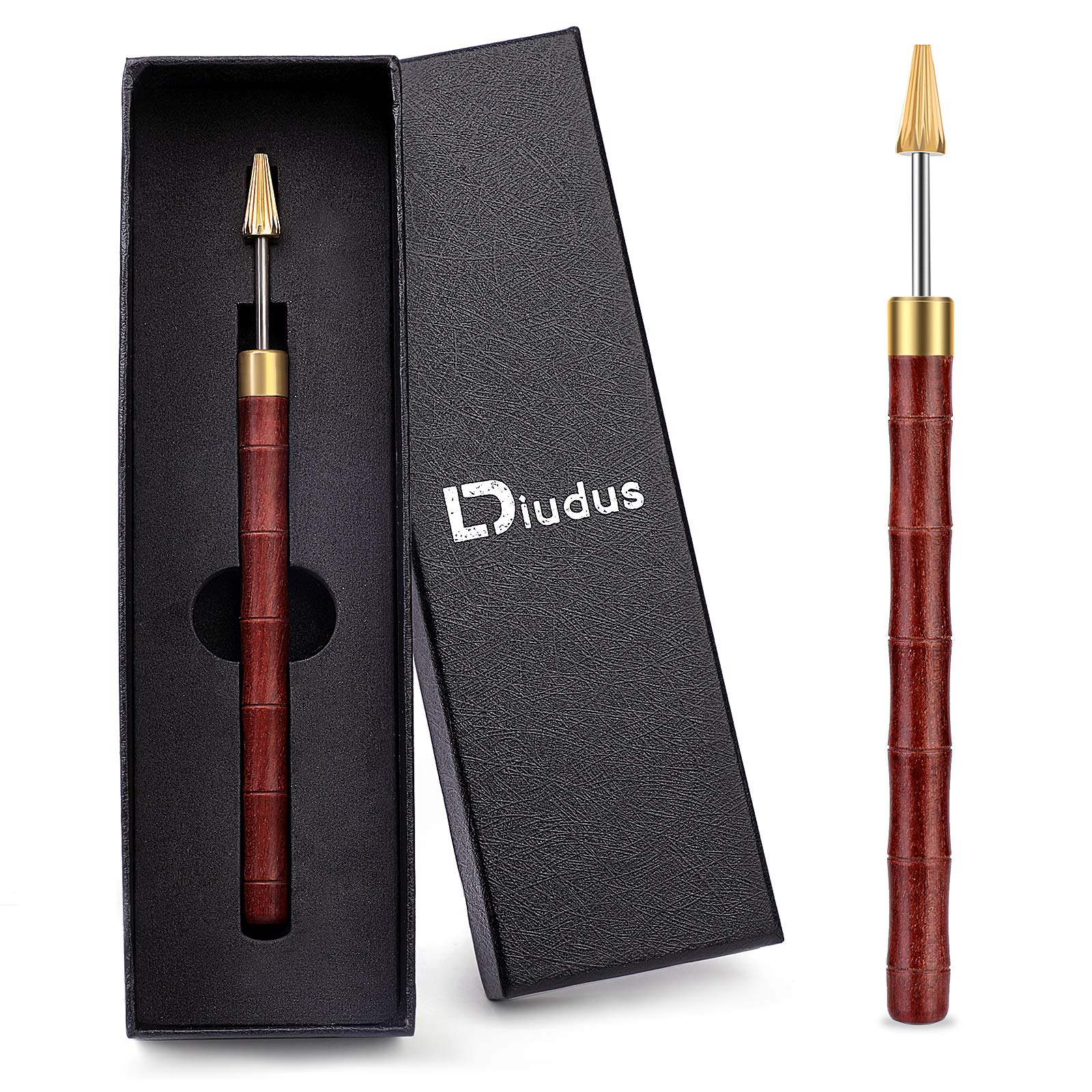 DIUDUS Leather Edge Dye Pen, Red Wood Handle Stainless Steel Top Edge Dye Roller Oil Pen Belt Finisher Leather DIY Craft