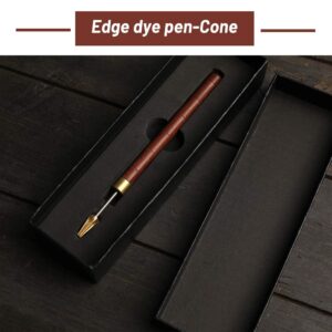 DIUDUS Leather Edge Dye Pen, Red Wood Handle Stainless Steel Top Edge Dye Roller Oil Pen Belt Finisher Leather DIY Craft