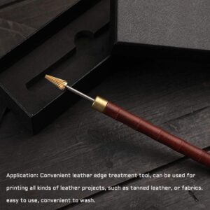 DIUDUS Leather Edge Dye Pen, Red Wood Handle Stainless Steel Top Edge Dye Roller Oil Pen Belt Finisher Leather DIY Craft