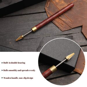 DIUDUS Leather Edge Dye Pen, Red Wood Handle Stainless Steel Top Edge Dye Roller Oil Pen Belt Finisher Leather DIY Craft