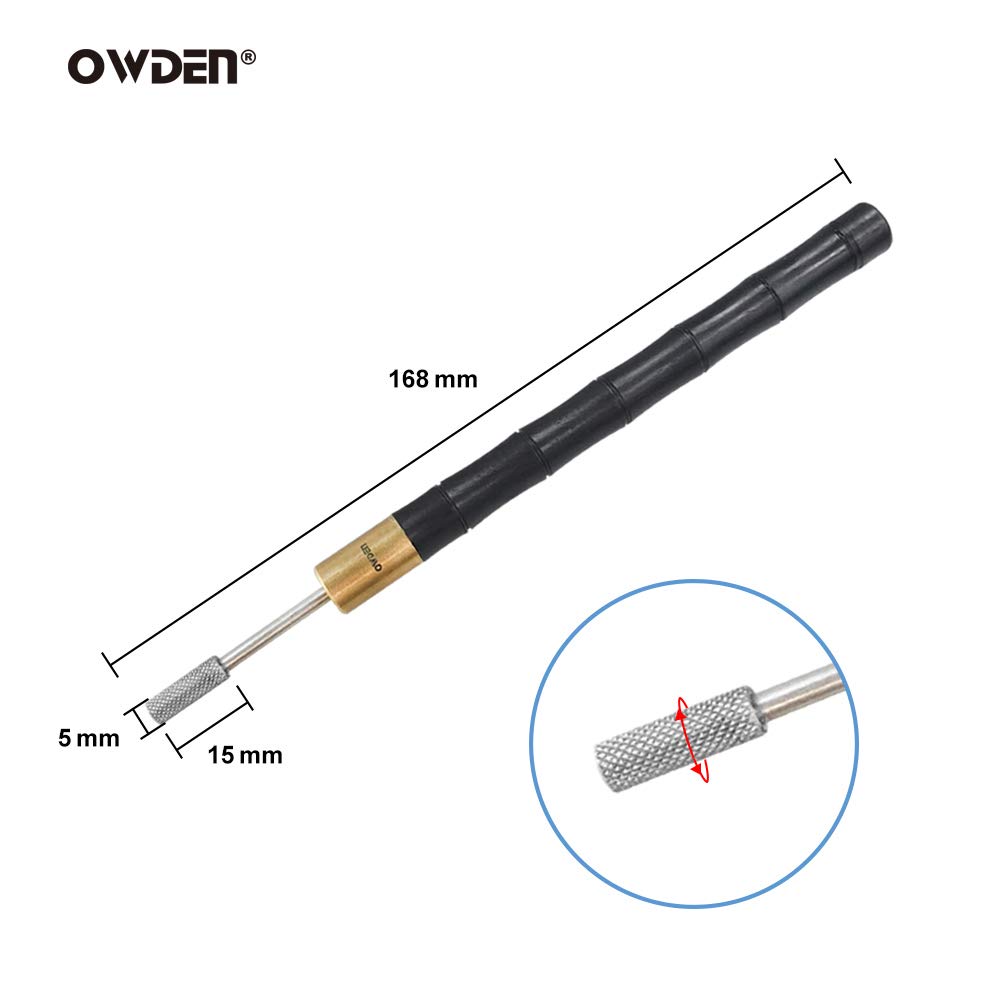 OWDEN 2Pcs. Leather Edge Dye Tool,Ebony Wood Handle, Double Bearing configure for Smooth Rolling.Edge Dye Roller Leather Edge Oil Printing Tool for Leather Craft Working