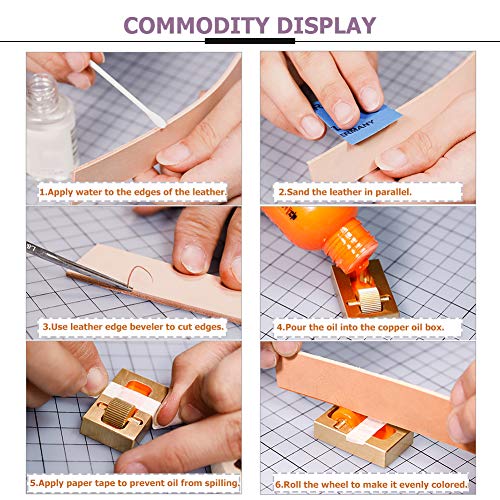 BUTUZE Leather Edge Paint, Leather Edge Coat Tool with 2 Brass Rollers, Leather Edge Paint Roller, Leather Dye Applicator, Essential Leather Edge Printing Tool for Leather Craft DIY