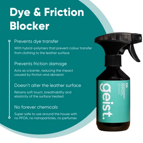 Geist. Dye & Friction Blocker for Leather & Vinyl | Shields leather car seats, sofas and more from denim transfer & abrasion damage | 500 ml / 16.75 fl.oz