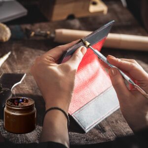 2 Pieces Leather Edge Dye Pen Leather Edge Printing Tool Leather Craft Dye Pen Oil Paint Roller Applicator for Leather Craft DIY Working (Round Head and Tapered Head)