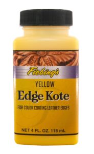 fiebing's edge kote (4oz, yellow) - leather edge paint for shoes, furniture, purses, couches, belts - flexible, water resistant, semi gloss color coating leather dye to protect natural edges