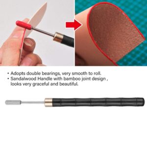 Walfront Sandalwood Handle Stainless Steel Top Edge Dye Roller Oil Pen Belt Finisher Leather Craft