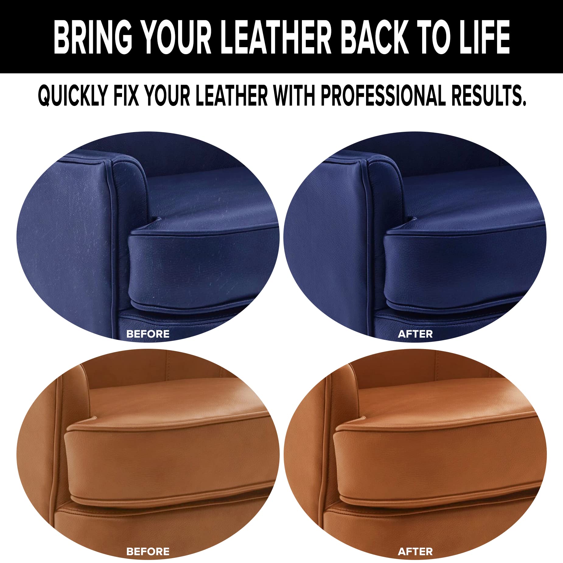 Leather Color Restorer - Light Gray - Repair Couch, Car Seat, Furniture, Sofa, Purse and Vinyl - 4 oz.