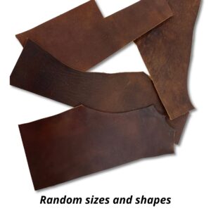 Assorted Colors Leather Scraps for Leather Crafts – 3lbs Mixed Sizes, Shapes with 36" Cord - Full Grain Buffalo Leather Remnants from Journal Making - Great for Jewelry, Wallets, Cricut, Arts & Crafts