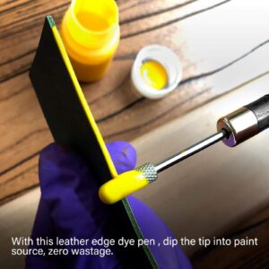 Leather Edge Dye Pen, Stainless Steel Top Edge Dye Roller with Sandalwood Handle Oil Pen Belt Finisher Leather DIY Craft