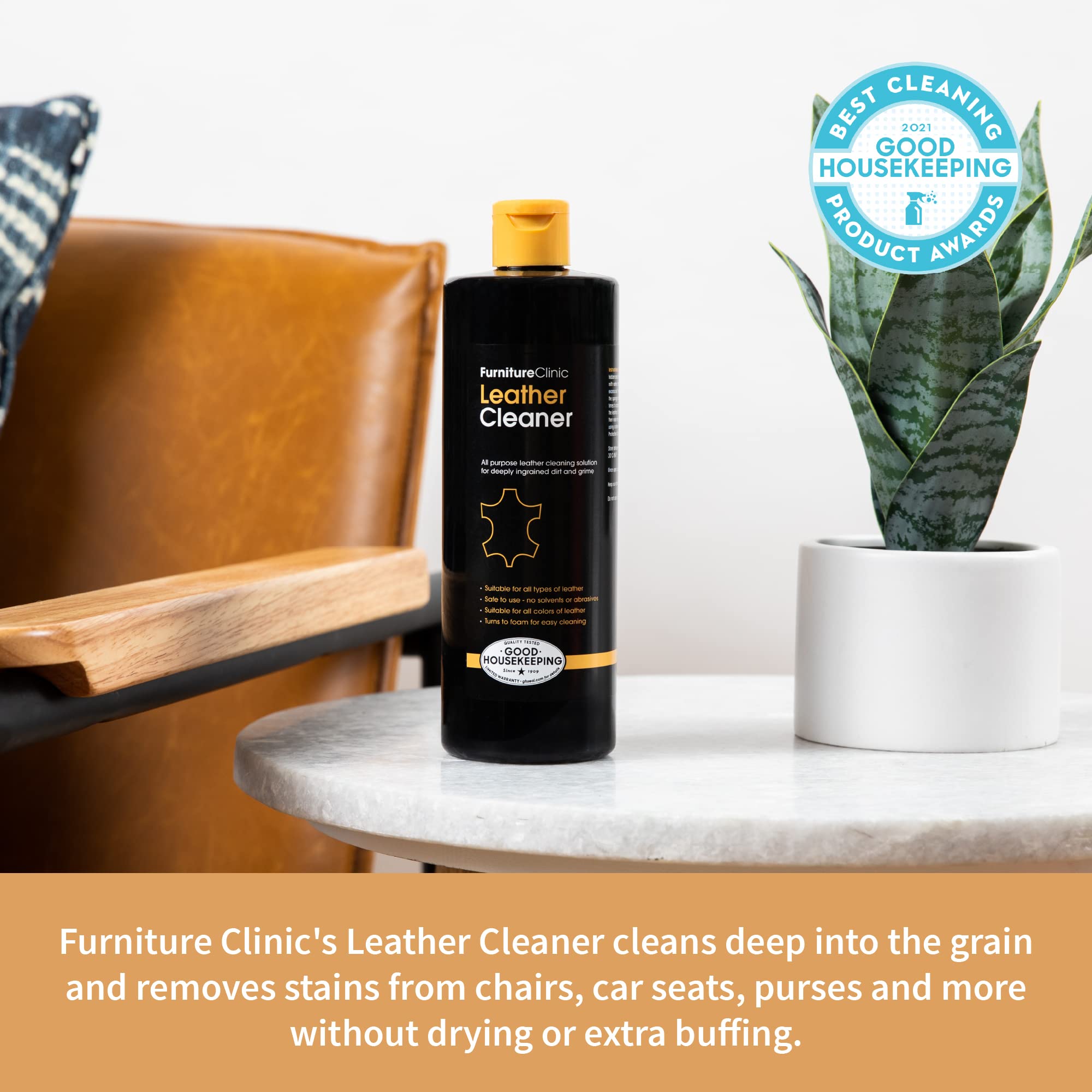 Furniture Clinic Leather Complete Restoration Kit | Includes Leather Recoloring Balm, Leather Cleaner, Protection Cream, Sponge & Cloth | Restores & Repairs (Tan)