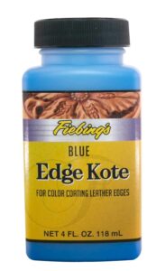 fiebing's edge kote (4oz, blue) - leather edge paint for shoes, furniture, purses, couches, belts - flexible, water resistant, semi gloss color coating leather dye to protect natural edges