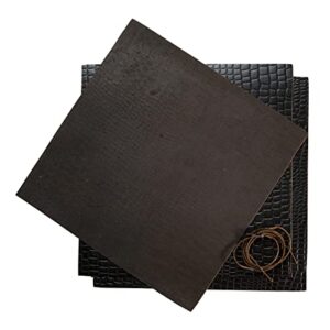 Black Alligator Pattern Leather Sheets – 3 Sheets (12x12")+ Leather Cord (36") - Full Grain Buffalo Leather Squares - Tooling Leather Squares for Jewelry, Wallets, Arts & Crafts