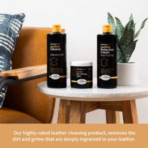 Furniture Clinic Leather Complete Restoration Kit | Includes Leather Recoloring Balm, Leather Cleaner, Protection Cream, Sponge & Cloth | Restores & Repairs (Red)