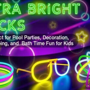 Glow Sticks Bulk -205-Pcs- Glow in The Dark Eye Glasses Kit/Party Supplies tri Bracelets- Necklaces & More-12 Hours Glow Party Pack for Kids- Party Favors for kids 8-12