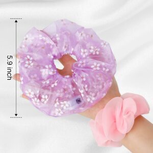 8 Pcs LED Scrunchies for Women - Scrunchy, Light Up Scrunchies for Girls, Colorful Yarn Hair Tie Multi Light Modes, Glow in the Dark Hair Accessories for Christmas Rave Party (#01)