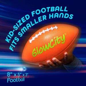 GlowCity Glow in The Dark Football - Light Up, Youth Size Footballs for Kids - LED Lights and Pre-Installed Batteries Included﻿