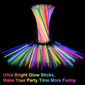 AIVANT Glow Sticks Bulk Party Supplies | 216 PCS Glow Stick Set with Connectors for Eyeglasses Hairpins Balls Butterflies | Glow in the Dark Light Up Sticks Party Favors Decorations