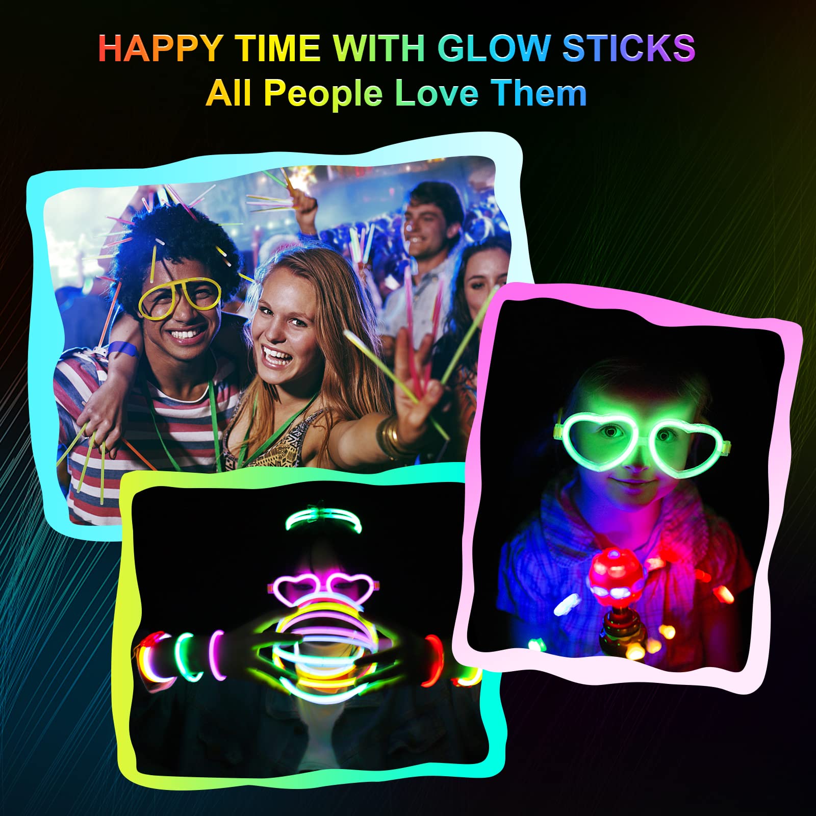 AIVANT Glow Sticks Bulk Party Supplies | 216 PCS Glow Stick Set with Connectors for Eyeglasses Hairpins Balls Butterflies | Glow in the Dark Light Up Sticks Party Favors Decorations