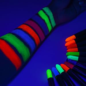 12 Color Glow in The Black Light Face & Body Paint,UV Neon Glow Fluorescent Face Paint Crayons for Halloween Club Makeup Xmas Glow Party