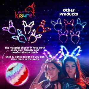 Kisure 48PCS Glow in the Dark Party Supplies, Wedding Light Up Party Favors - 24pcs 16" Foam Glow Sticks, 12pcs LED Glasses and Bunny Ear Headband for Halloween Concert Carnival Birthday Neon Party